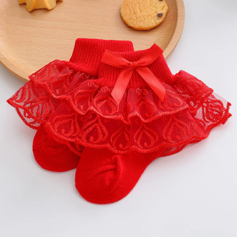 0-2Y Toddler Cotton Lace Ruffle Princess Mesh Breathable Socks