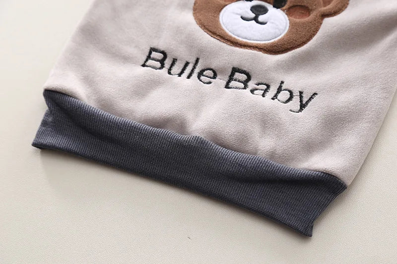 Cute baby boy sports outfits 1-4 years featuring soft fabric with bear design and embroidered text