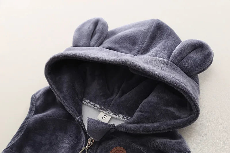 BORA Cute baby boy sports outfits 1-4 years with bear ears hoodie and soft fabric