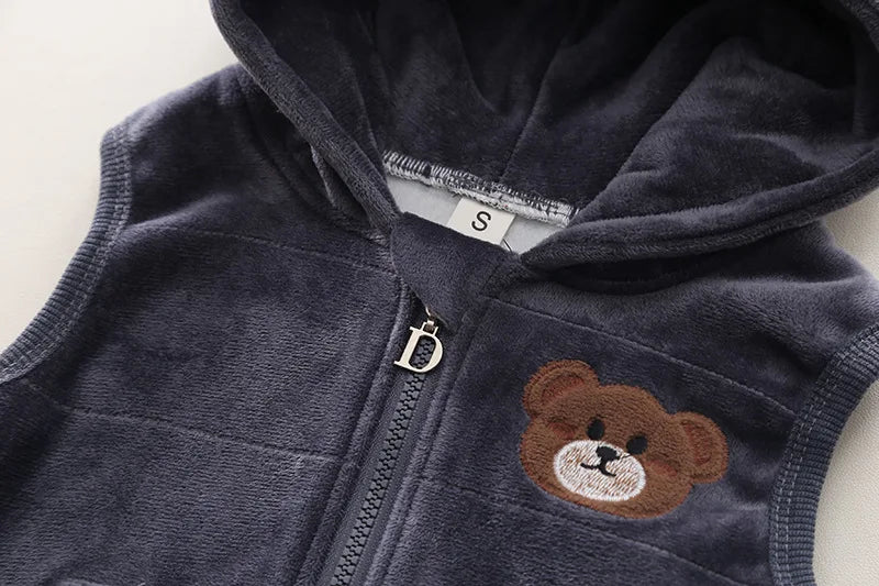 BORA cute baby boy sports outfits 1-4 years in soft fabric with bear embroidery and hooded design