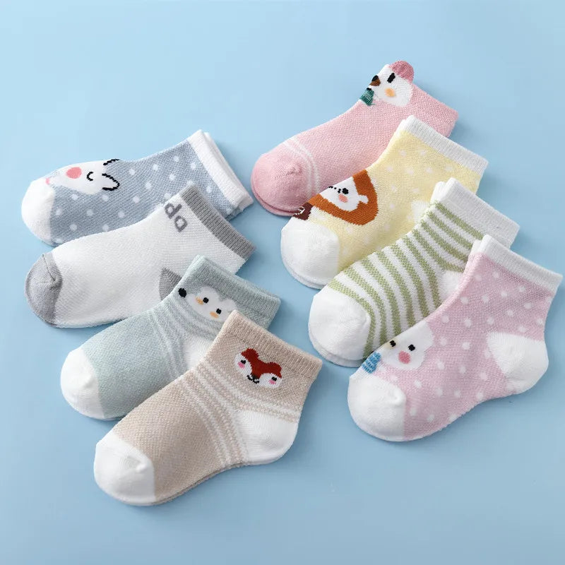 5Pairs/Lot Summer Thin Newborn Baby Socks Cotton