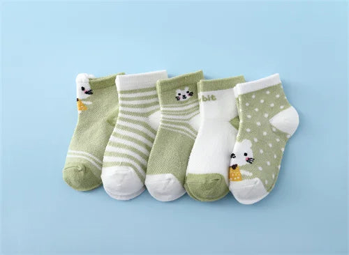 5Pairs/Lot Summer Thin Newborn Baby Socks Cotton