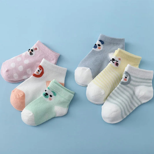 5Pairs/Lot Summer Thin Newborn Baby Socks Cotton
