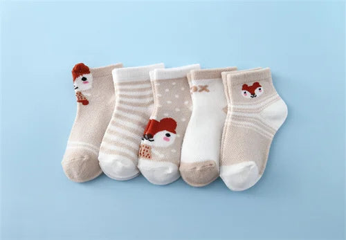 5Pairs/Lot Summer Thin Newborn Baby Socks Cotton