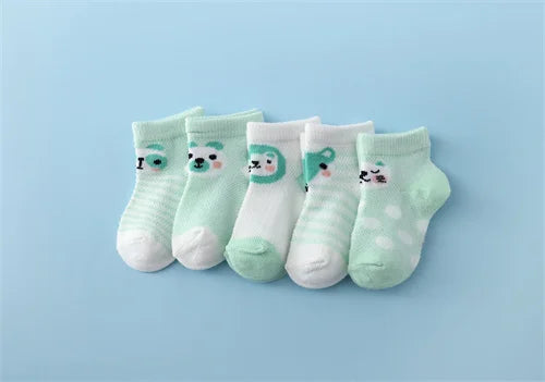 5Pairs/Lot Summer Thin Newborn Baby Socks Cotton
