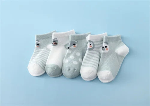 5Pairs/Lot Summer Thin Newborn Baby Socks Cotton