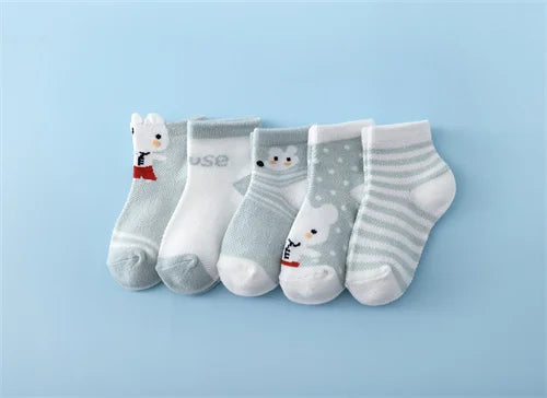 5Pairs/Lot Summer Thin Newborn Baby Socks Cotton