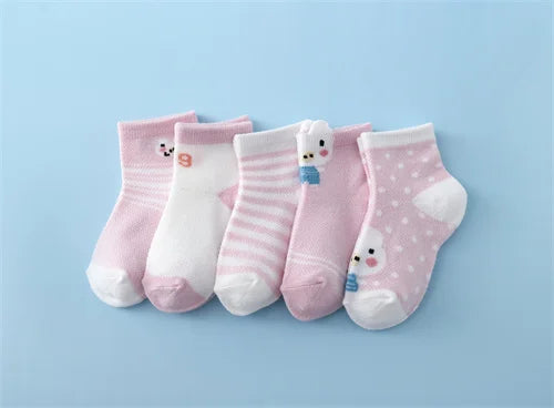 5Pairs/Lot Summer Thin Newborn Baby Socks Cotton