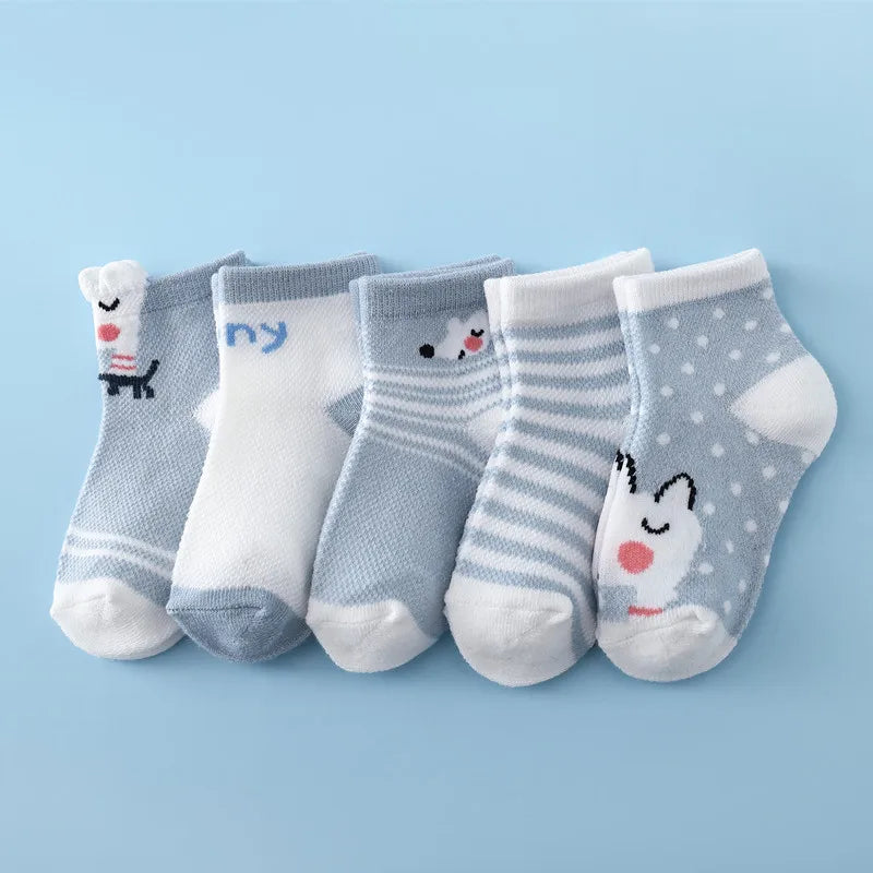 5Pairs/Lot Summer Thin Newborn Baby Socks Cotton