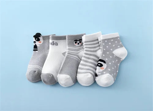 5Pairs/Lot Summer Thin Newborn Baby Socks Cotton