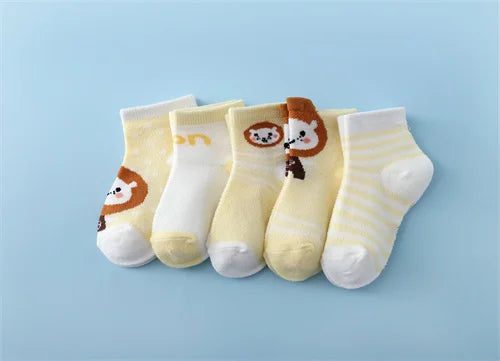5Pairs/Lot Summer Thin Newborn Baby Socks Cotton