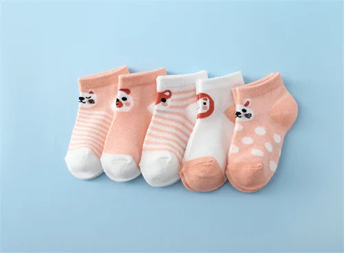5Pairs/Lot Summer Thin Newborn Baby Socks Cotton