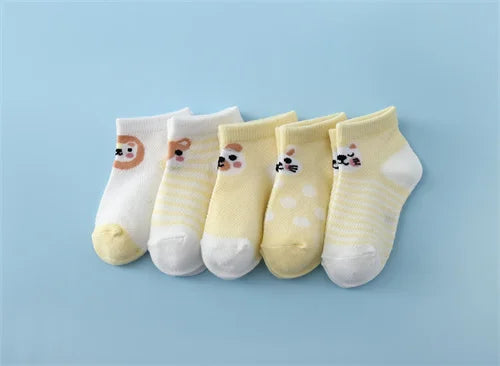 5Pairs/Lot Summer Thin Newborn Baby Socks Cotton