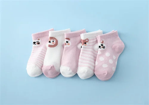 5Pairs/Lot Summer Thin Newborn Baby Socks Cotton