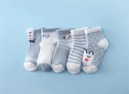 5Pairs/Lot Summer Thin Newborn Baby Socks Cotton