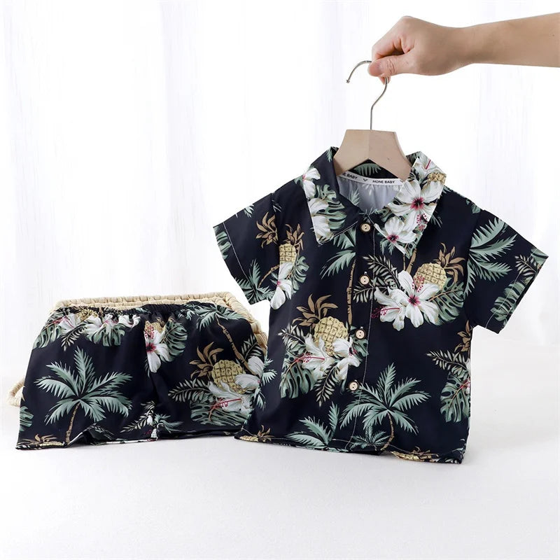 Summer Fashion Vacation Style Kid Short Sleeve+short Pants Outfits
