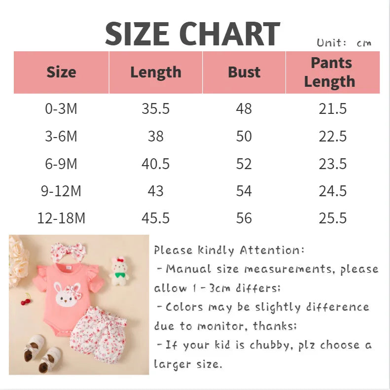 3PCS Baby Girl Clothes Outfits