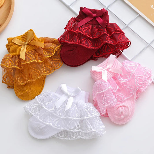 0-2Y Toddler Cotton Lace Ruffle Princess Mesh Breathable Socks