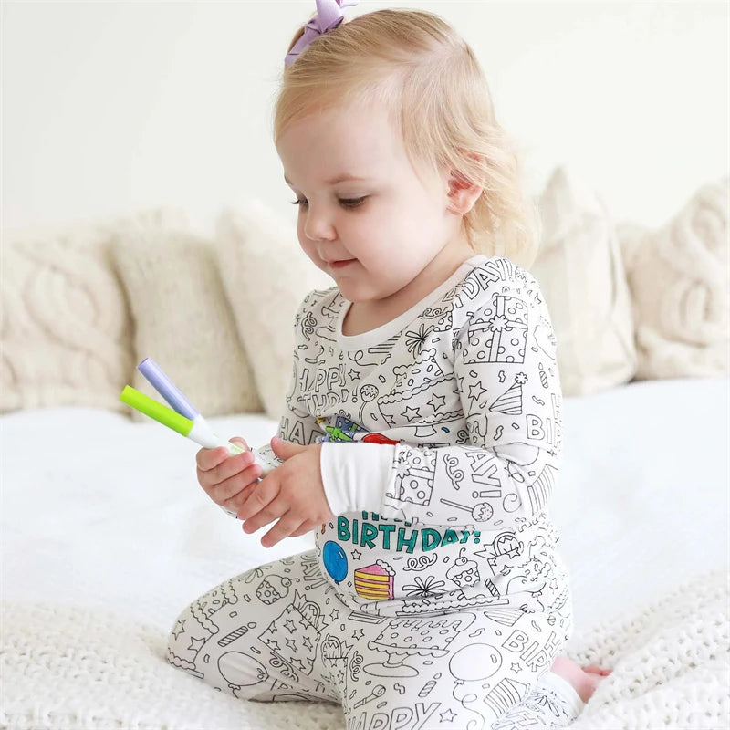 Colorable Two Piece Pajama Set