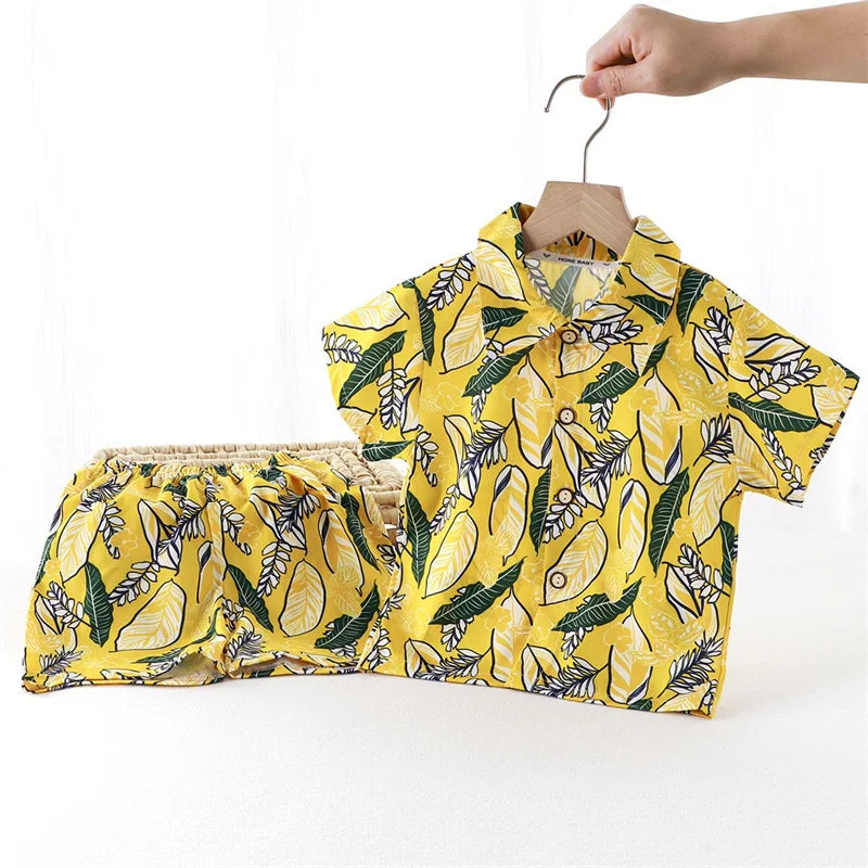 Summer Fashion Vacation Style Kid Short Sleeve+short Pants Outfits
