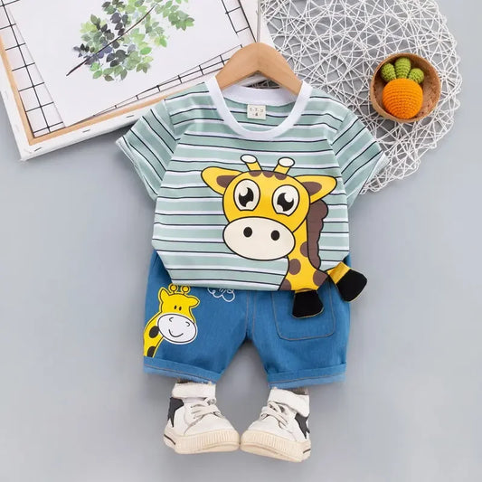 Kids Cartoon T-Shirt Shorts 2Pcs