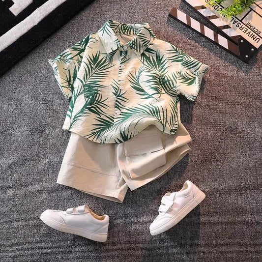 beach seaside boys flower shirt boys shorts set