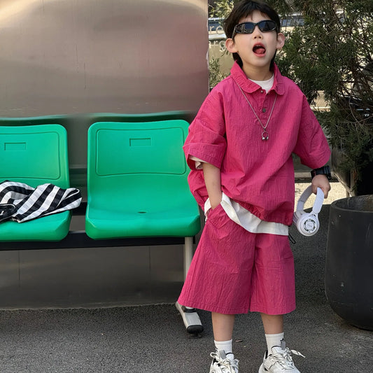 2025  Boys Simple Korean Style Casual Two-piece