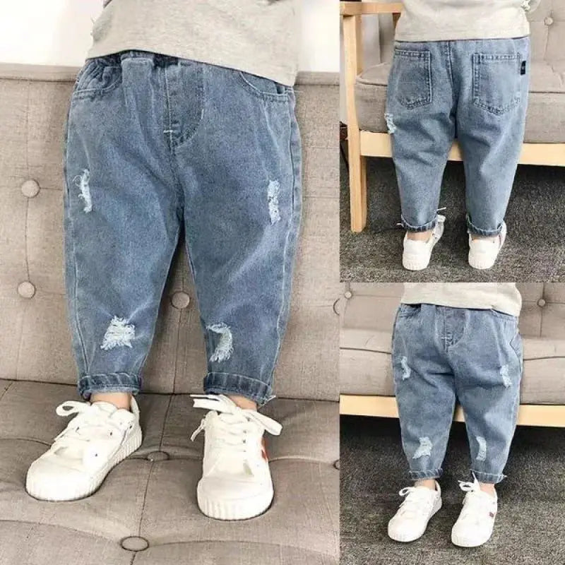 Korean new boys and girls high-waisted jeans,