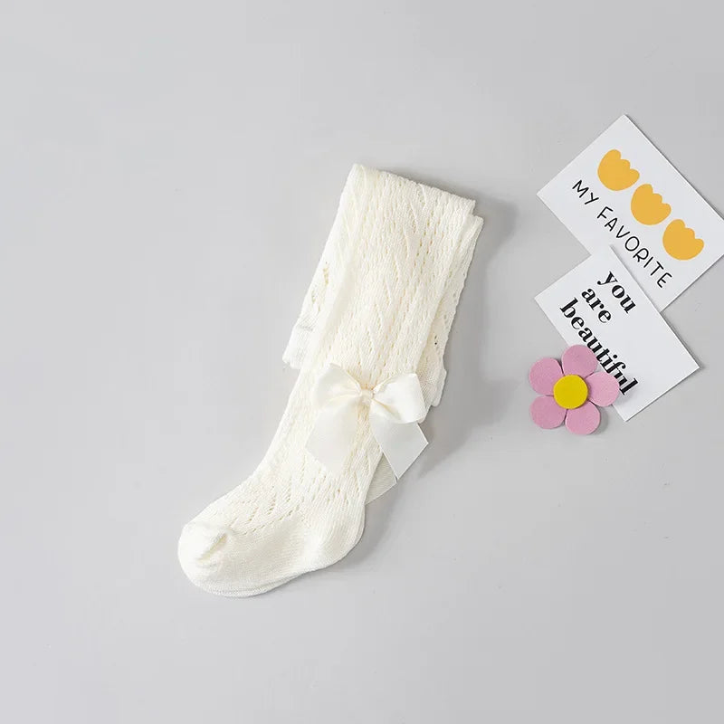 Summer Girls Stockings Hollow Bow Tights For Kids