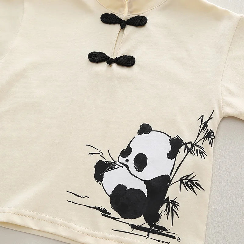Clothes Sets Baby Summer Casual Panda Print T-shirts + Shorts Suits