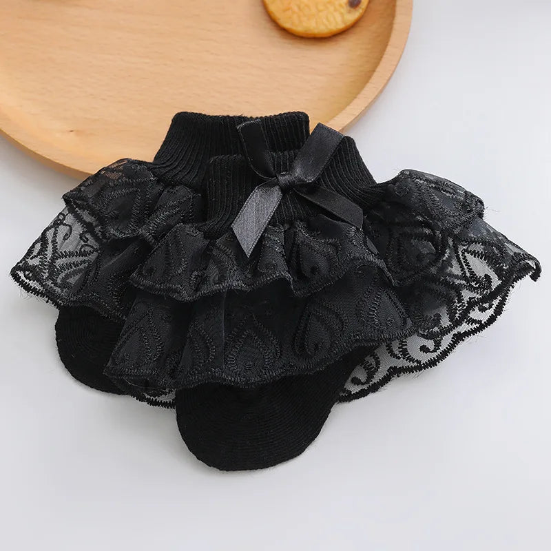 0-2Y Toddler Cotton Lace Ruffle Princess Mesh Breathable Socks