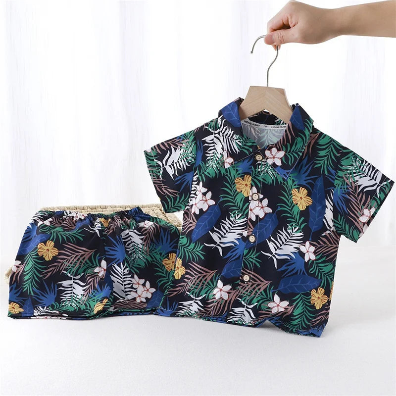 Summer Fashion Vacation Style Kid Short Sleeve+short Pants Outfits