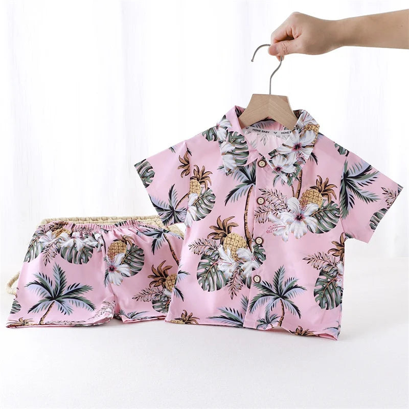 Summer Fashion Vacation Style Kid Short Sleeve+short Pants Outfits
