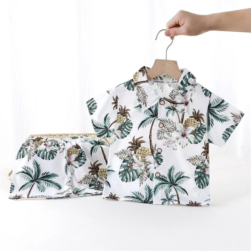 Summer Fashion Vacation Style Kid Short Sleeve+short Pants Outfits