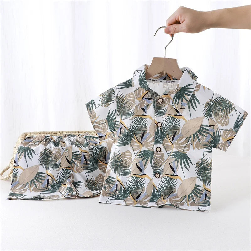 Summer Fashion Vacation Style Kid Short Sleeve+short Pants Outfits