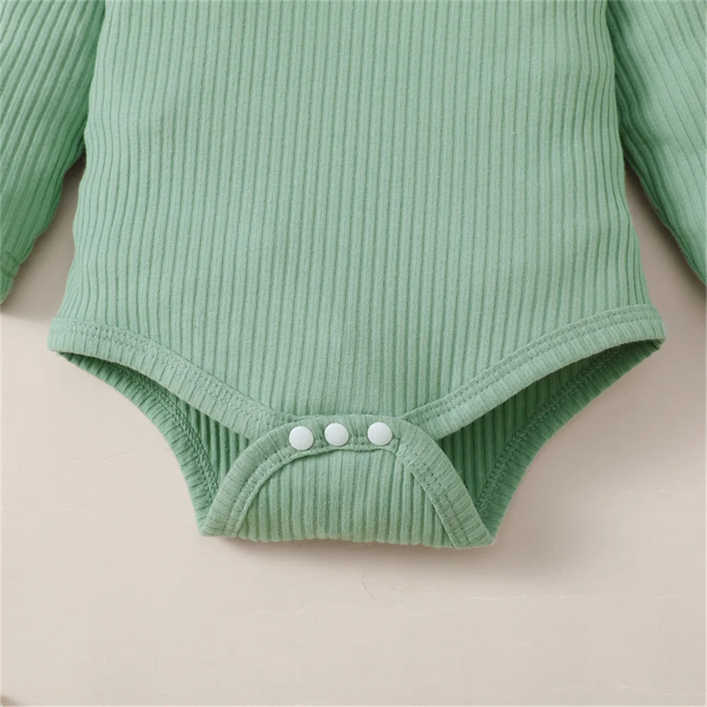 3PCS Baby Girl Clothes Set Long Sleeve Romper Top+Flowers Pant+Headband
