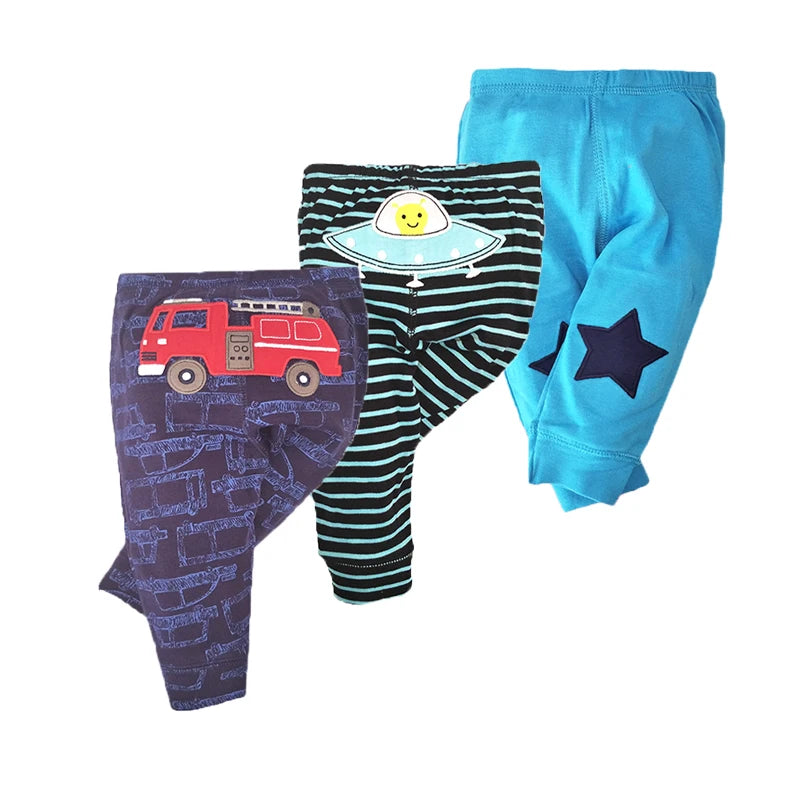 3Pieces Baby PP Trousers Cartoon Soft Infant Pants 100% Cotton