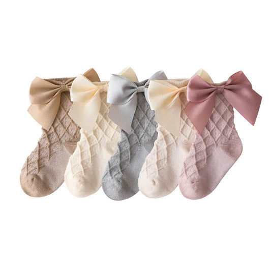 Newborn Baby Sock For Girls Solid Bow