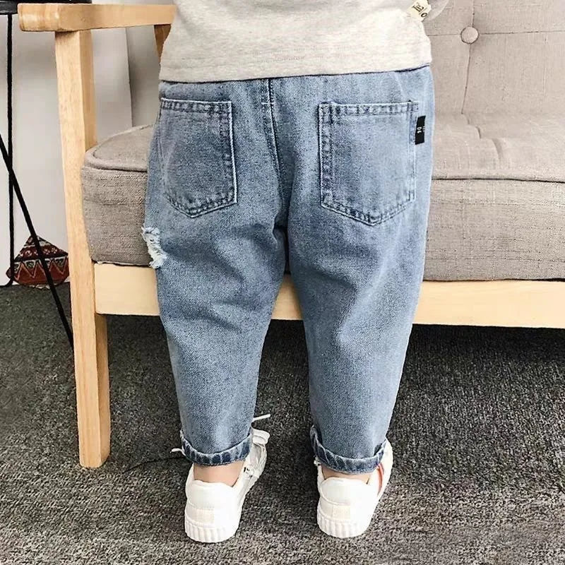 Korean new boys and girls high-waisted jeans,