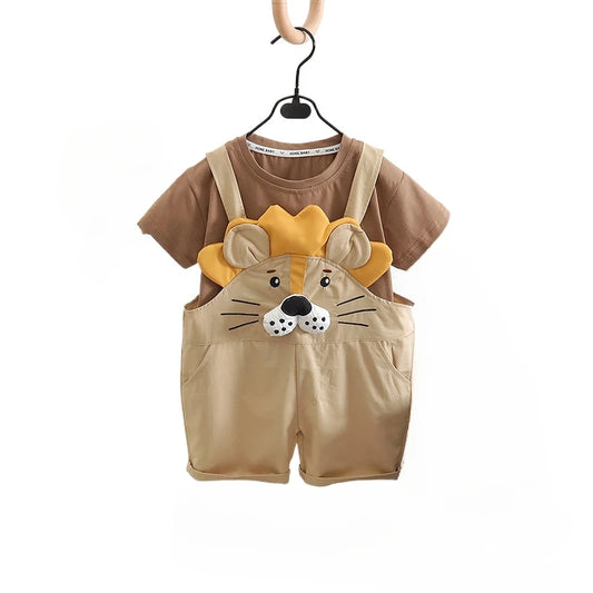 Kids Boys 2PCS Clothes Set Cotton Cartoon Lion