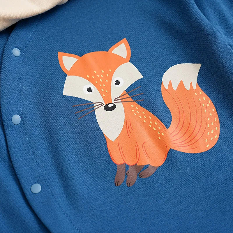 Cute Cartoon Fox Printed Cotton Comfortable Long Sleeve Bodysuit