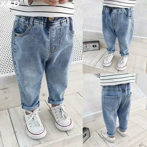 Korean new boys and girls high-waisted jeans,