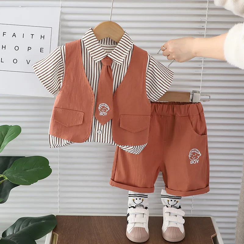 Children Cotton Casual T-Shirt Shorts 2Pcs/Sets