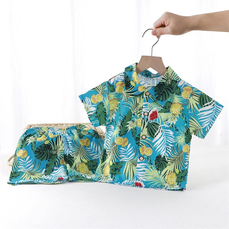 Summer Fashion Vacation Style Kid Short Sleeve+short Pants Outfits