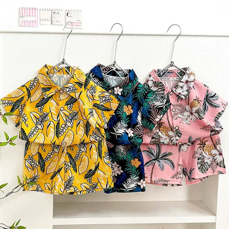 Summer Fashion Vacation Style Kid Short Sleeve+short Pants Outfits
