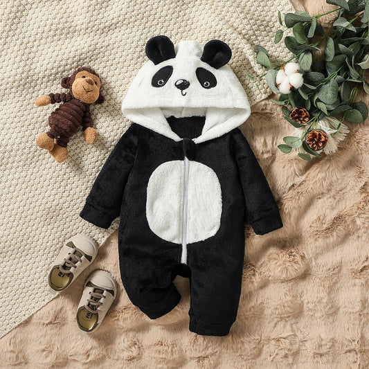 Cute Autumn/Winter Long Sleeve Cartoon Plush Hooded Jumpsuit