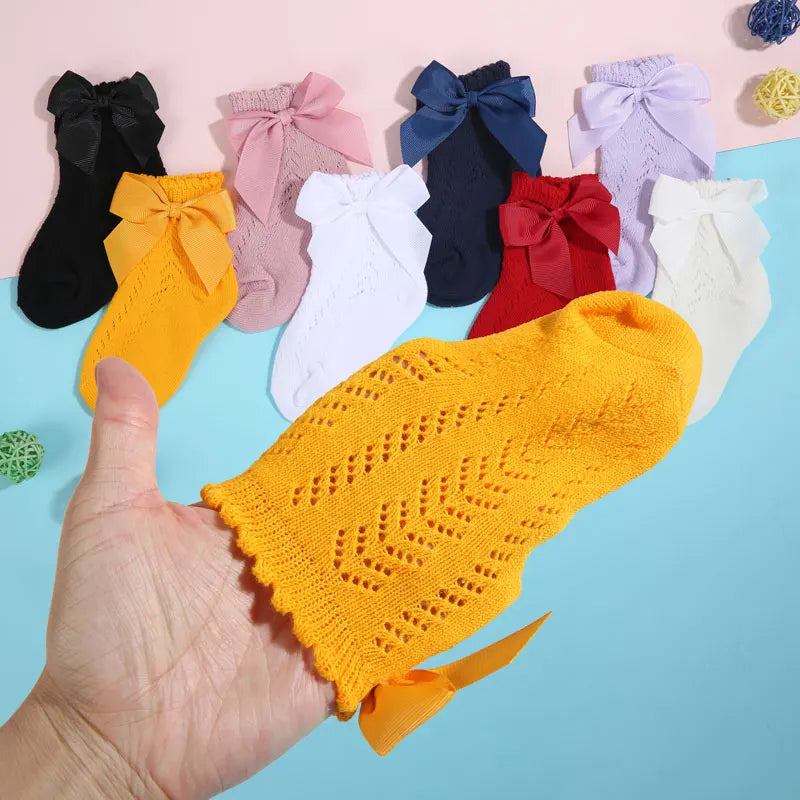 Summer Mesh Newborn Baby Girls Socks Fashion Bow