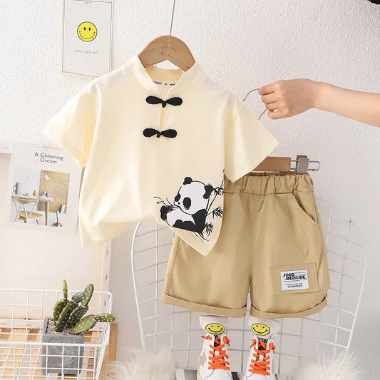 Clothes Sets Baby Summer Casual Panda Print T-shirts + Shorts Suits
