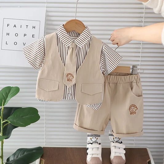 Children Cotton Casual T-Shirt Shorts 2Pcs/Sets