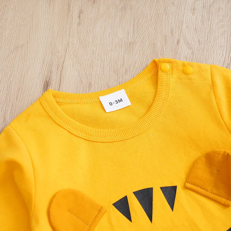 Cute Cartoon Tiger Print Cotton Long Sleeve Two Piece